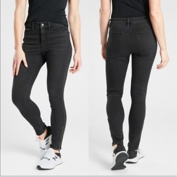ATHLETA Sculptek Ultra Skinny Zip Jean Carbon Wash Size 6 - Picture 1 of 9